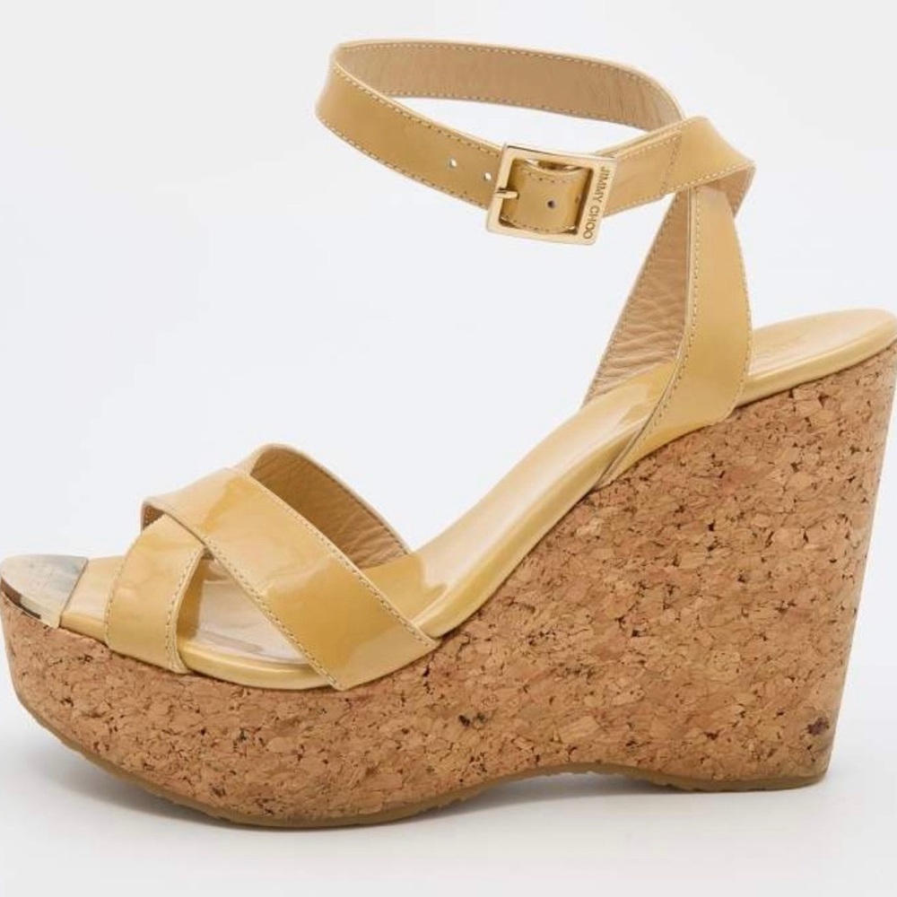 Jimmy Choo Beige Patent Wedges